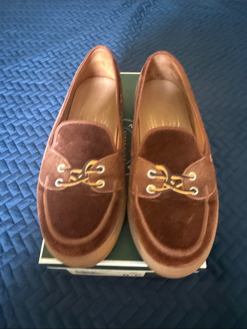 Stubbs & Wootton Brown Velvet Men’s Sneakers with Gold Eyelets